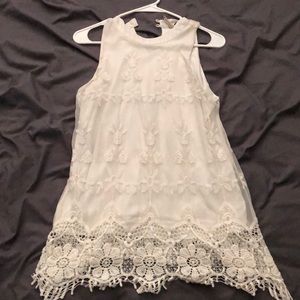 White high neck lace shirt
